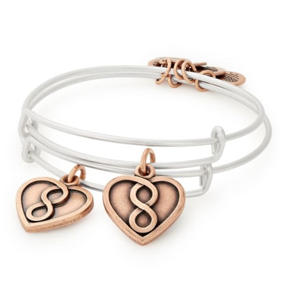 Alex and Ani Mother Daughter Infinity Heart Set of Two Bangle Bracelets